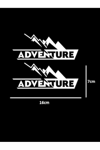 Adventure Motosiklet Çanta Sticker 7x16 Cm 2 Adet Beyaz