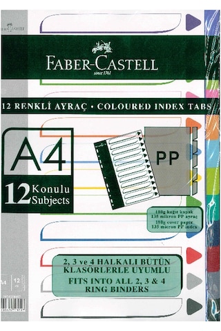 Faber Castell 12'li Renkli Ayraç Plastik