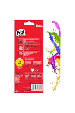 12 Renk Sulu Boya 1 Paket Fırça Hediyeli 12 Li Pritt Suluboya Canlı Renkler 28 Mm Boya Çapı Büyük Boy Çok Renkli