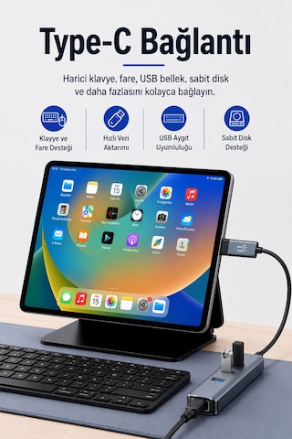 Type-c Usb 3.0 Otg Dönüştürücü Adaptör, 5gbps Hızlı Veri Aktarım Çevirici, Usb Bellek Harici Disk Klavye Mouse Destekli, Telefon Tablet Bilgisayar Uyumlu S342