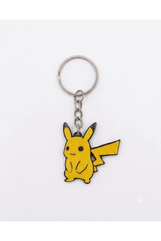 3d Yazıcı İle Üretilmiş Özel Tasarım Pikachu Anahtarlık Sarı - Siyah