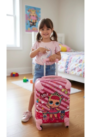 Pembe Tekerlekli Bebek Valizi Çok Renkli