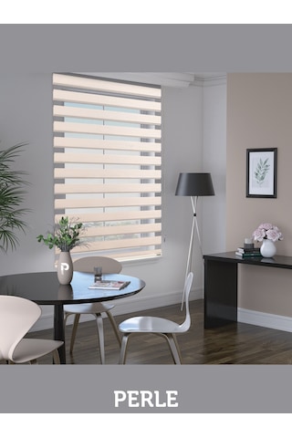 Br Perle Krem Renk Bambu Stor Zebra Perde Yüksek Kalite Alüminyum Kasa Krem