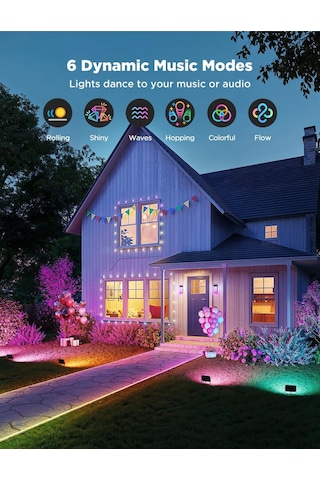 Rgbıc Akıllı Dış Mekan Led Spot Işık 4 Lü Paket, Ip66, Alexa & Google Uyumlu, 1000 Lm Çok Renkli