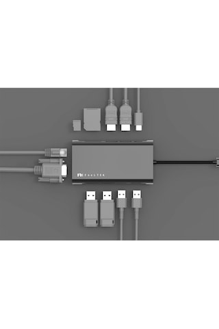 Usb C Hub 11 İn 1 Çoklayıcı Çift Hdmı 4k Vga Ethernet 100w Pd Şarj Sd Tf Kart Okuyucu