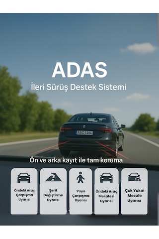 Mieco X8 Wifi /4K UHD/ 170° Ultra Geniş Açı/ ADAS/ Ön + Arka Araç Kamerası