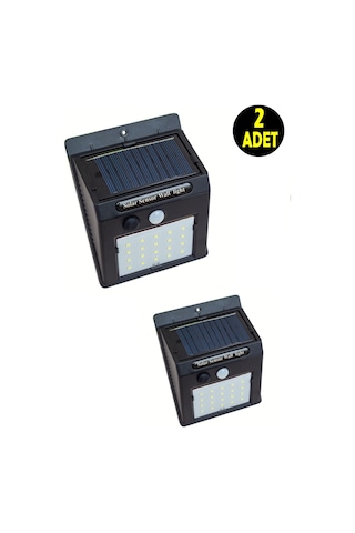 2 Adet Güneş Enerjili Bahçe Teras Balkon Gece Aydınlatma Lambası Armatürü -dekoratif Solar Aplik