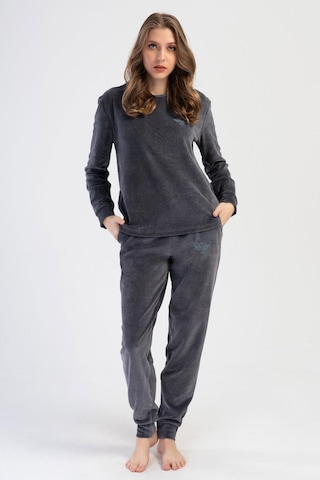 Kadın Kadife Uzun Kol Füme Pijama Takım C6t9n0o304 001