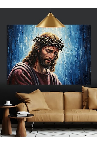 Kutsal Taçlı İsa Mesih Dekoratif Kanvas - Mdf Ahşap Tablo