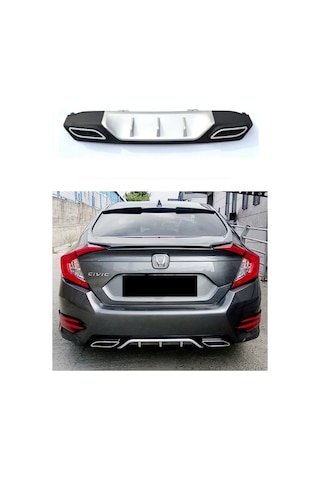 Honda Civic Fc5 2016-2021 Gri Kare-egzoz Görünüm Difüzör-difizör