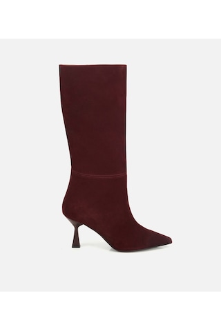 Hotiç Kadın Süet Deri Bordo Dikiş Detaylı Topuklu Çizme 01cıh315550a780 01cıh315550a780 Bordo