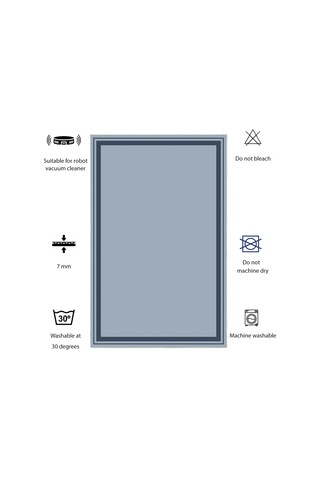 Dijital Kaymaz Yıkanabilir Banyo Mutfak Salon Paspas Halısı Trend Modern Al4007 Indigo