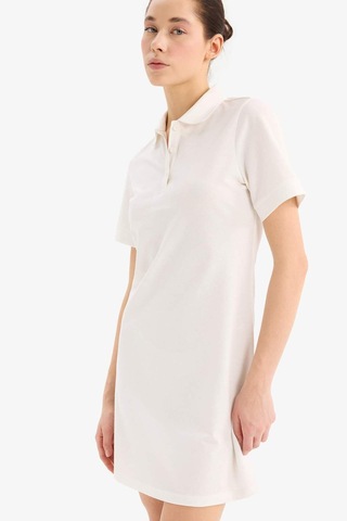 Defacto Polo Yaka Pike Kısa Kollu Mini Elbise D8273ax25spwt32 Beyaz-wt32
