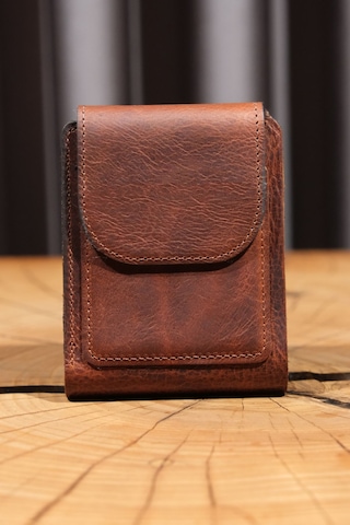 Lenax Leather Mono Klips Hakiki Deri Erkek Cüzdan Nakit Para Klipsli, Mıknatıslı Kapak, Bozuk Para Cepli Taba