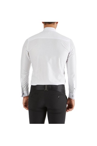 Efor Slim Fit Duble Manşet Önü Piliseli Ata Yaka Beyaz Damatlık Smokin Gömlek Gk 361 Beyaz