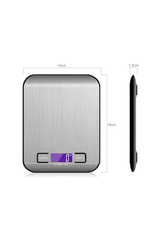 Youtek Güçlü Şarjlı Paslanmaz Çelik Mutfak Terazi - 5kg/1g Hassasiyetli, Ev Ve Pastane Kullanıma İdeal, Siyah Kasa Gümüş Platform Çok Renkli