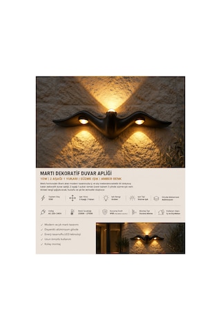 Martı Dekoratif Duvar Apliği Amber Renk,modern Dış Mekan Aydınlatma Siyah Bahçe Ve Teras Duvar Lambası Amber Martı Dekoratif Duvar Apliği Amber Renk,modern Dış Mekan Aydınlatma Siyah Bahçe Ve Teras Duvar Lambası Amber