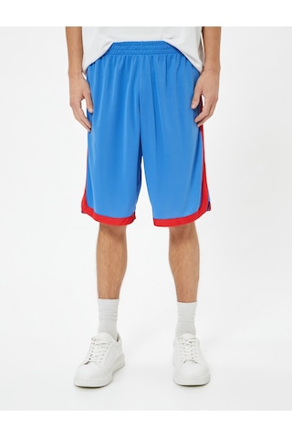 Koton Spor Şort Oversize Beli Lastikli Diz Altı Biyeli Mavi 4sam40105nk Mavi