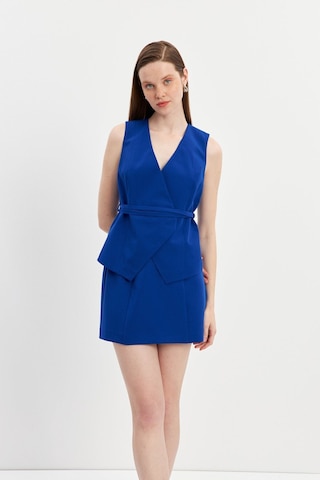 Stella Pulvis Mavi Krep Mini Etek Mavi