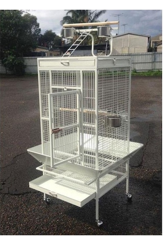 Dayang A11 Beyaz Ayaklı Papağan Kafesi 61 x 56 x 165 CM