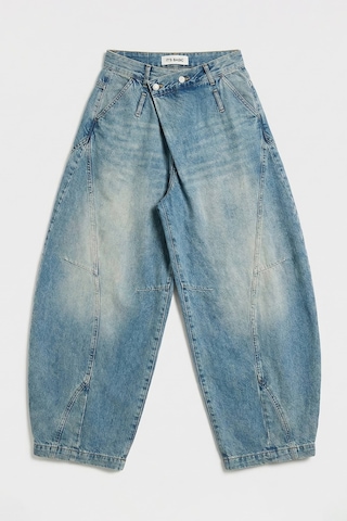 it's basic Kadın Kot Rengi 4s6-32 Süper Baggy Fit Kemer Detaylı Özel Tasarım Denim Jean Mavi