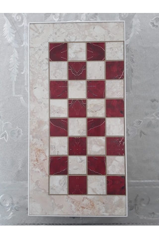 Yenigün Kırmızı Mermer Desen Büyük Tavla Takımı