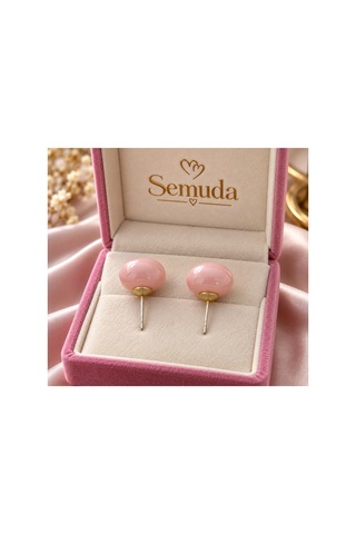 Kadın Pembe İncili Top Küpe Pembe Pembe