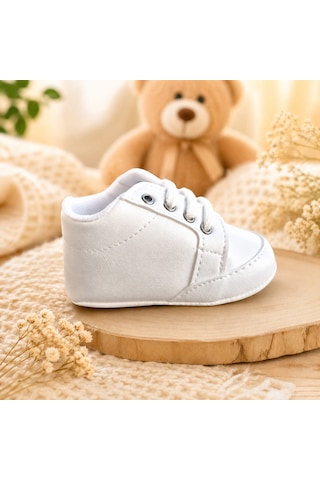 Baby Shez Beyaz Rahat Yumuşak Yenidoğan Bebek Patik Ayakkabı 17-18-19