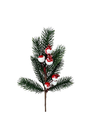 Yapay Çiçek Kokina Narlı Çam Dalı Karlı Renk 30cm Yılbaşı Çiçeği Red Berry Kırmızı