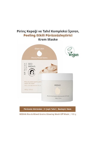 Pirinç İçeren Peeling Etkili Pürüzsüzleştirici Krem Maske Rice & Mixed Grains Glowing Wash Off Mask