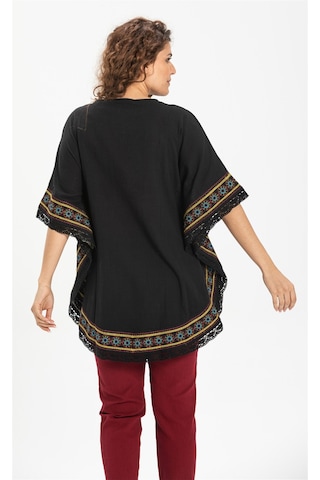 Kısa Kol Şile Bezi Gülseren Bluz Siyah Syh