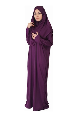 Zehranaz Namaz Elbisesi Mürdüm Fermuarsız Namaz Elbisesi Mürdüm
