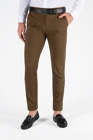 Kahve Slim Fit Pamuklu İtalyan Kesim Pantolon Kahve