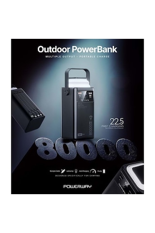 Powerway Pd80 80000 Mah Outdoor 22,5 Fast Chargıng Taşınabilir Şarj Cihazı Powerbank Siyah