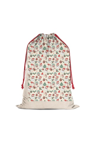 Büyük Noel Baba Hediye Çantası, Pamuklu Kordonlu, Yeniden Kullanılabilir Noel Baba Noel Süs Eşyası