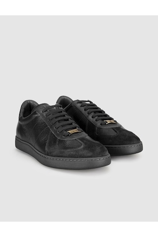 Cabani Hakiki Dana Deri Siyah Süet Erkek Sneaker Ayakkabı