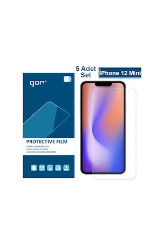 Gor Apple Uyumlu iPhone 12 Mini 5.4 Hd Ekran Koruyucu Jelatin 5 Adet Set Şeffaf (467450230)