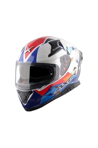 Axor Apex Prism Kapalı Motosiklet Kaskı Beyaz - Kırmızı - Mavi