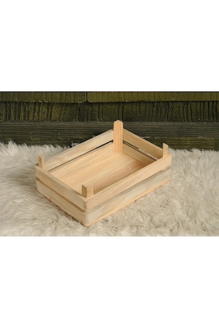 Doğal Renk 3 Adet Ahşap Kasa Bej