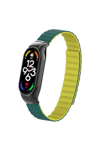 Xiaomi Mi Band 7 Uyumlu Krd-69 Prl Kordon Koyu Yeşil-sarı