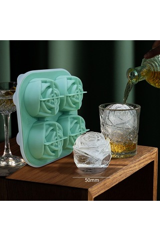 Teltree Yeşil 4'lü Gül Şekilli Silikon Buz Kalıbı - Evde Whiskey İçin Pratik Buz Damla Yapıcı, Kaliteli Ve Dayanıklı Dıy Aleti Çok Renkli