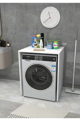Ece Çamaşır Makinesi Dolabı Kurutma Makinesi Kapaksız Banyo Dolabı - Beyaz