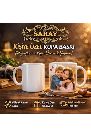 Baskılı Kupa Bardak Beyaz - Siyah
