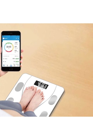 Eminbaba Yağ Su Kas ve Vücut Kitle Endeksi Ölçen Bluetooth Özellikli Dijital Baskül
