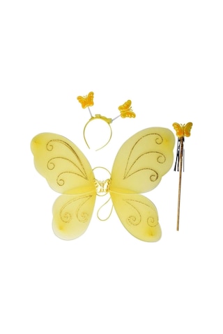 Sarı Renk Kelebek Kanadı Tacı Ve Sopası 50x37 Cm Lisinya Standart