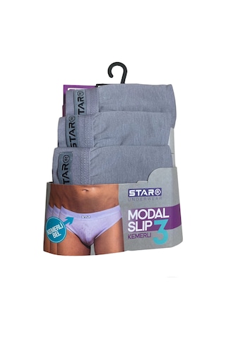 Star 109 Erkek 3'lü Modal Slip Gri