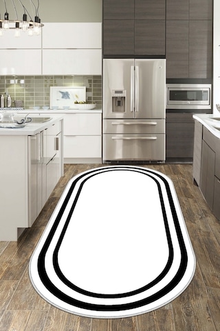 West Home Dijital Baskı Yıkanabilir Kaymaz Taban Leke Tutmaz Oval Mutfak Halısı Salon Halısı Ve Yolluk Wh 496 White Oval