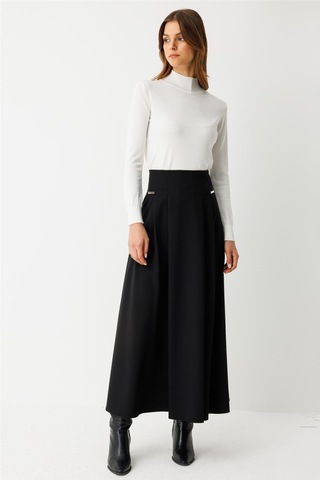 Aksesuar Detaylı Etek Siyah Siyah