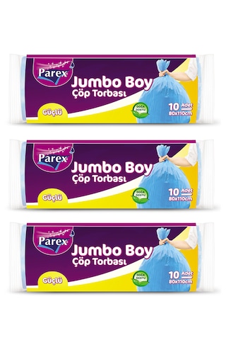 Güçlü Çöp Torbası Jumbo Boy 10'lu 80 X 110 Cm Üçlü Set