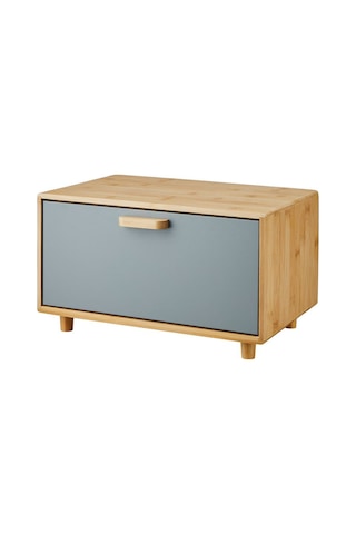 Karina Metal Kapaklı Bambu Lüks Ekmek Kutusu Ekmeklik Dikdörtgen - Gri Gri